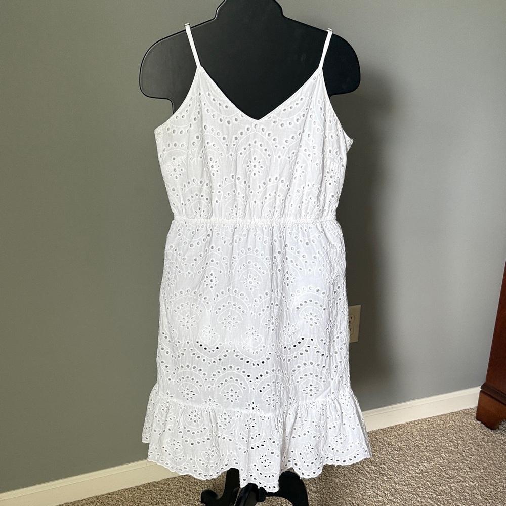 Japna White Eyelet Midi Dress